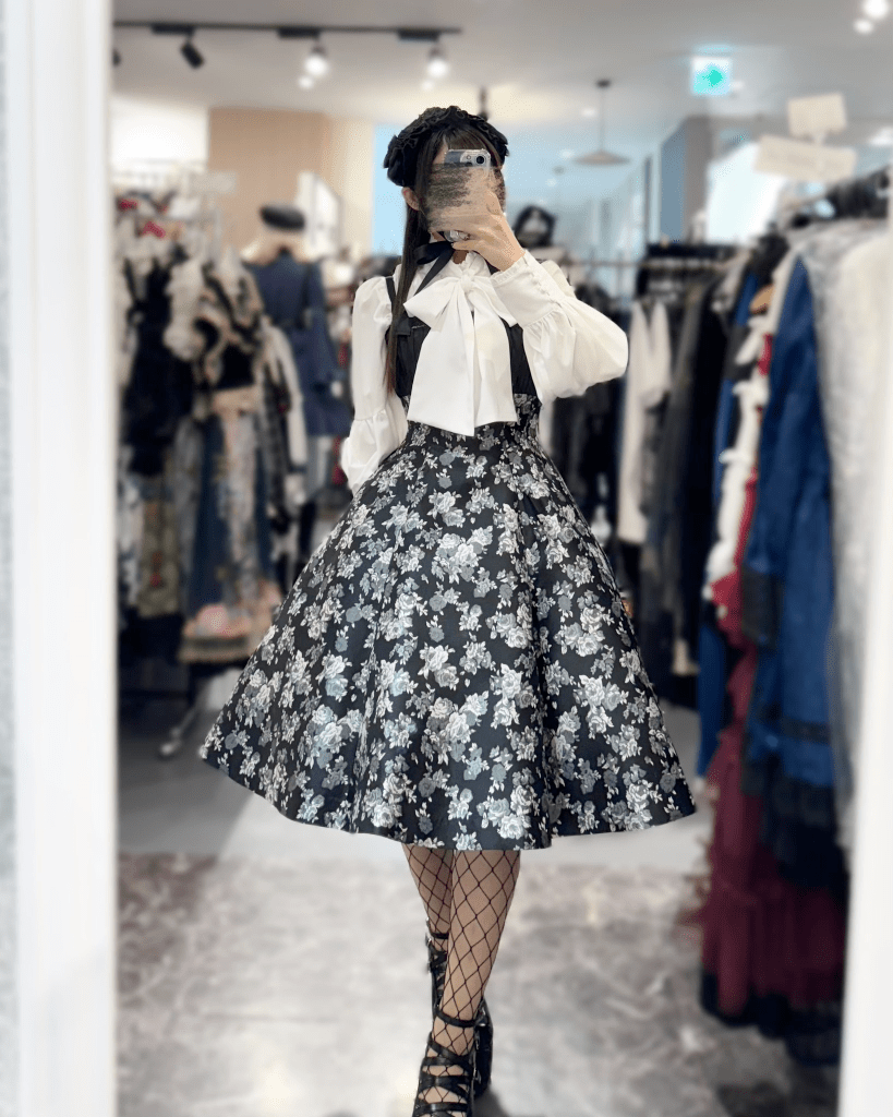 Gothic - Sheglit Rose Jacquard Cross Strap JSK