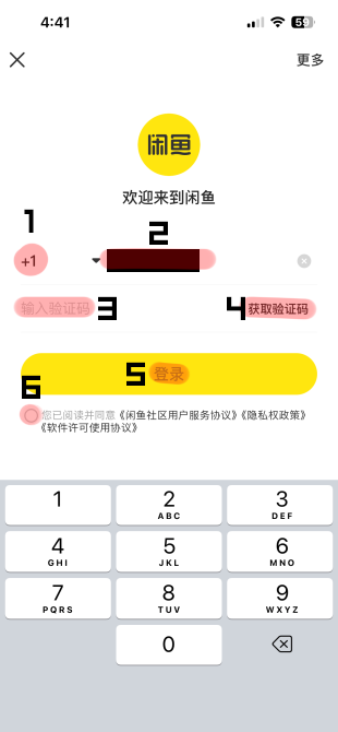Xianyu app login screen